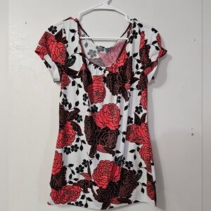 Floral Red and Black Women's Blouse!